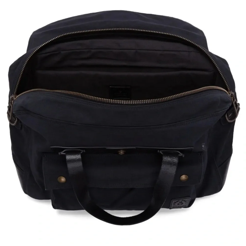 BELSTAFF Colonial Briefcase Soft-Black Canvas & Leather w/Dustbag - NWT